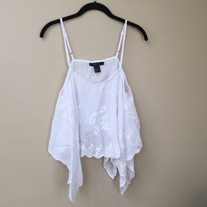 Paper Tee Embroidered Handkerchief White Camisole Size Large
